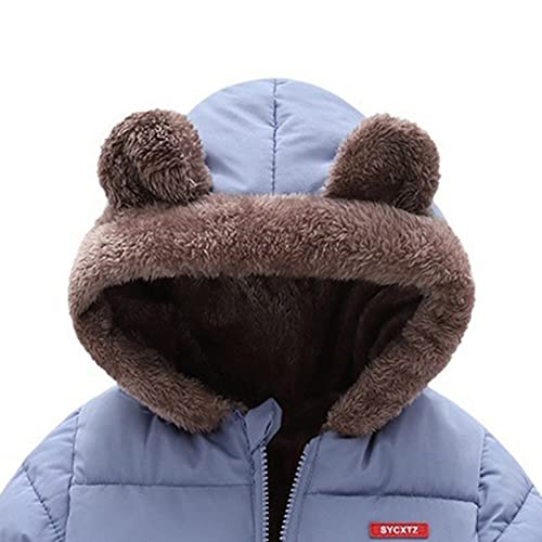 Blue Bear Ear Hooded Down Jacket for Toddlers