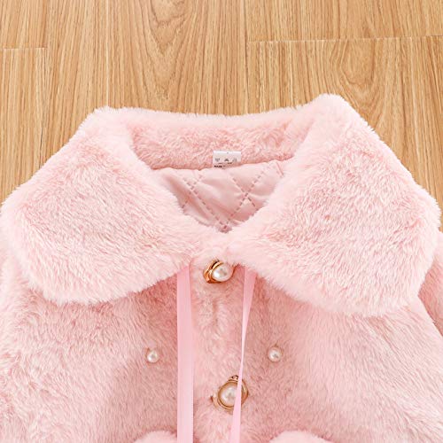 Pink Faux Fur Baby Girls Cape Jacket (6-12 Months)
