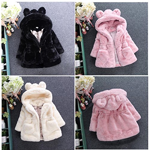 Baby Girls Rabbit Fur Hooded Coat for Winter