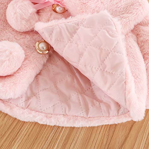 Pink Faux Fur Baby Girls Cape Jacket (6-12 Months)