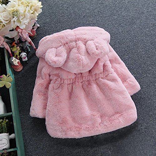 Baby Girls Rabbit Fur Hooded Coat for Winter