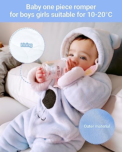 Winter Hooded Flannel Rompers for Baby Boys and Girls