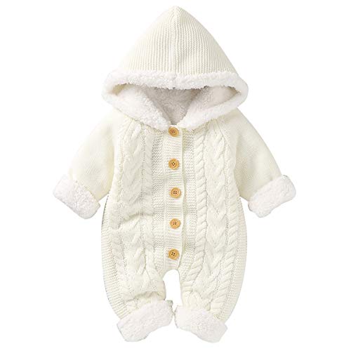 Haokaini Baby Hooded Knitted Romper Snowsuit Jumpsuit