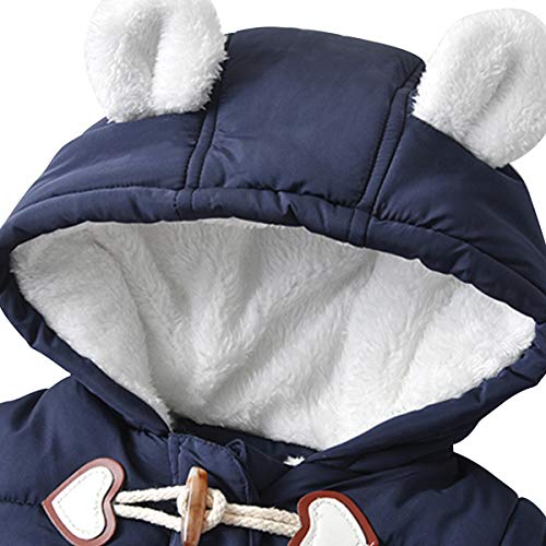 Famuka Winter Hooded Rompers for Baby Boys/Girls (Navy, 12-18M)