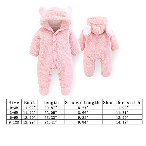 Newborn Baby Cute Bear Ear Fleece Snowsuit Coat