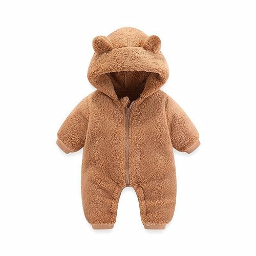 Wifgmjy Baby Fleece Jumpsuit Snowsuit Hooded Zip Onesies