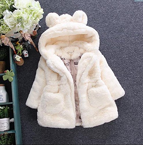 Baby Girls Rabbit Fur Hooded Coat for Winter