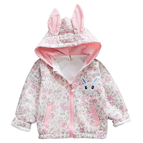 Bebone Girls Floral Hooded Jacket (Pink, 6-12 Months)