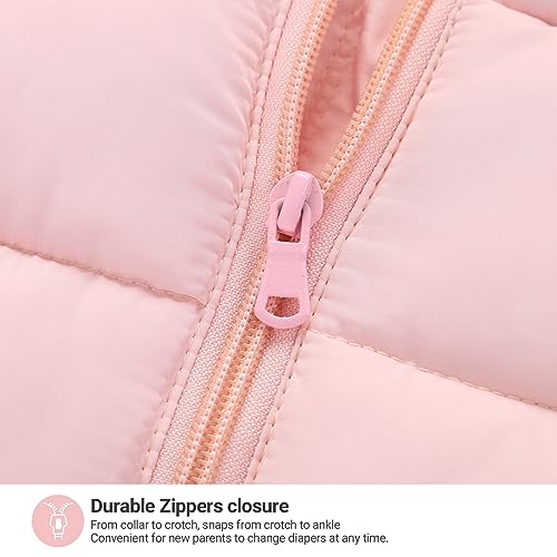 Pink Winter Hooded Baby Snowsuit, 12-18 Months