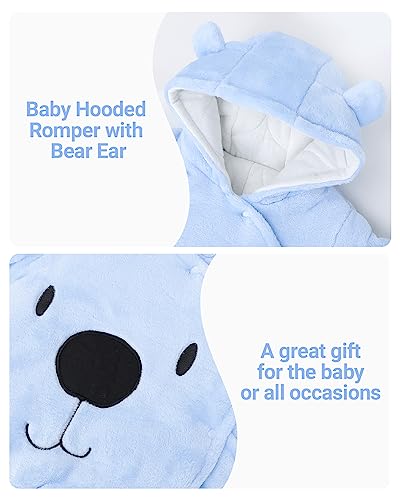 Winter Hooded Flannel Rompers for Baby Boys and Girls