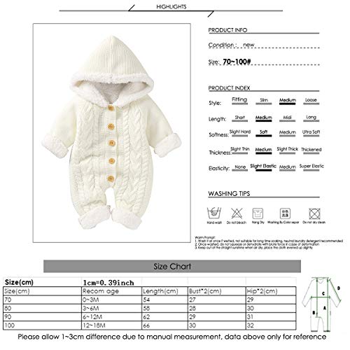 Haokaini Baby Hooded Knitted Romper Snowsuit Jumpsuit