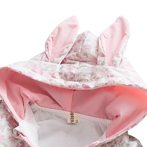 Bebone Girls Floral Hooded Jacket (Pink, 6-12 Months)