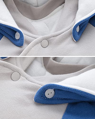 Blue Dinosaur Winter Baby Snowsuit with Detachable Hood