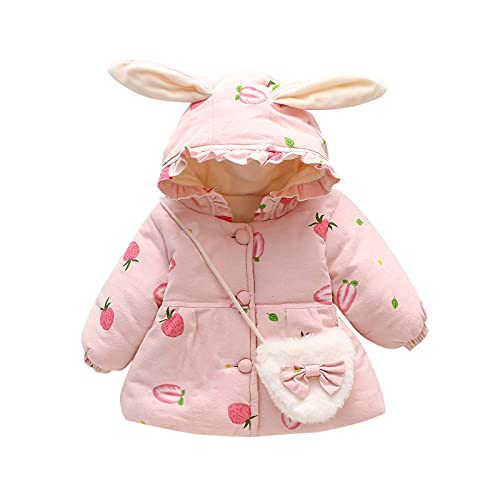 Toddler Girls Warm Padded Winter Jacket (Pink, 12-18M)