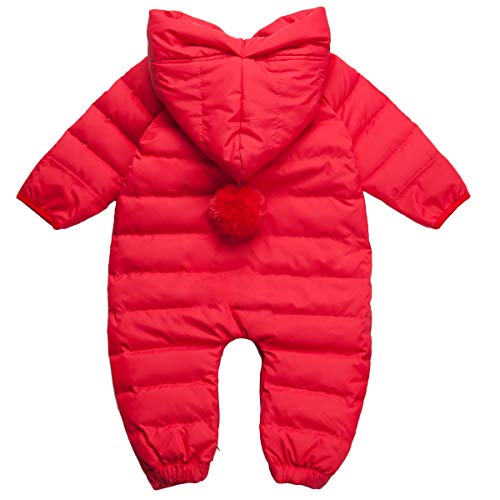 Red Hooded Puffer Snowsuit for Baby (6-9 Months)