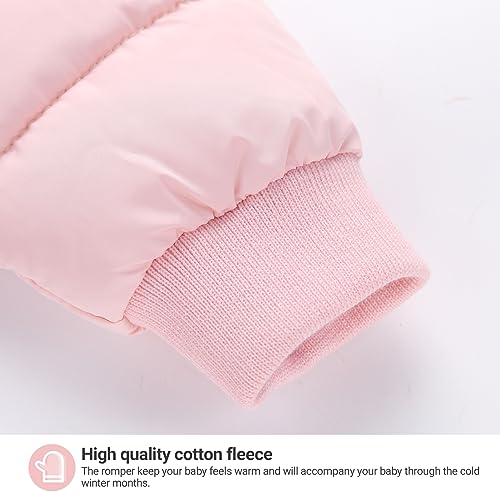 Pink Winter Hooded Baby Snowsuit, 12-18 Months