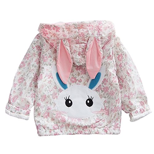 Bebone Girls Floral Hooded Jacket (Pink, 6-12 Months)