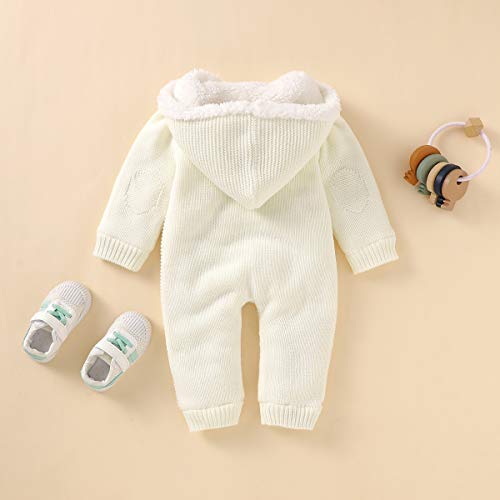 Haokaini Baby Hooded Knitted Romper Snowsuit Jumpsuit