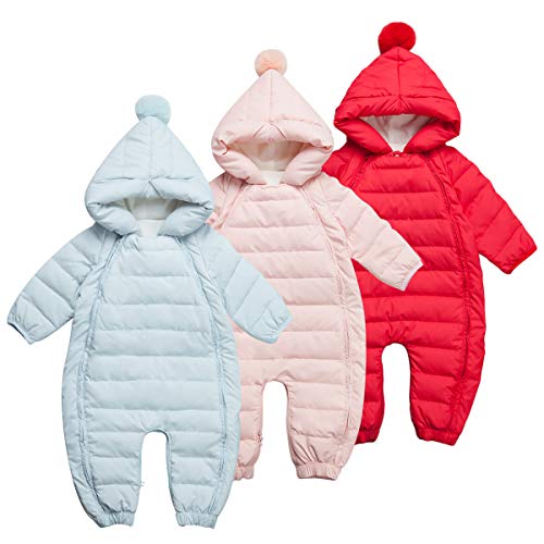 Red Hooded Puffer Snowsuit for Baby (6-9 Months)