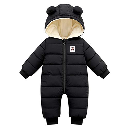 Haokaini Baby Unisex Snowsuit Hooded Jumpsuit Coat Black