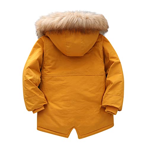 Yellow Hooded Winter Coat for Baby Boys, 2-3 Years
