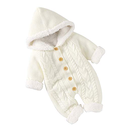 Haokaini Baby Hooded Knitted Romper Snowsuit Jumpsuit