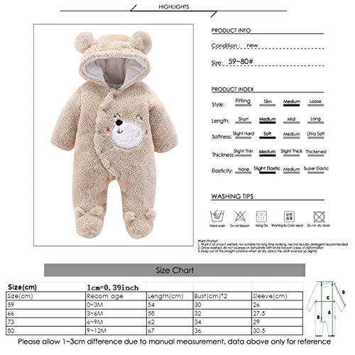 Cartoon Bear Snowsuit for Baby Girl/Boy, Winter Romper