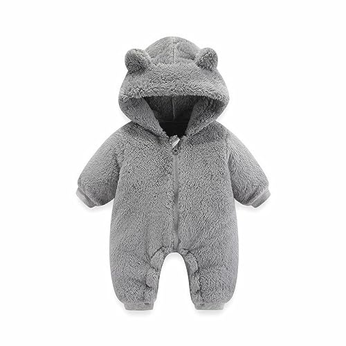 Wifgmjy Baby Fleece Jumpsuit Snowsuit Hooded Zip Onesies
