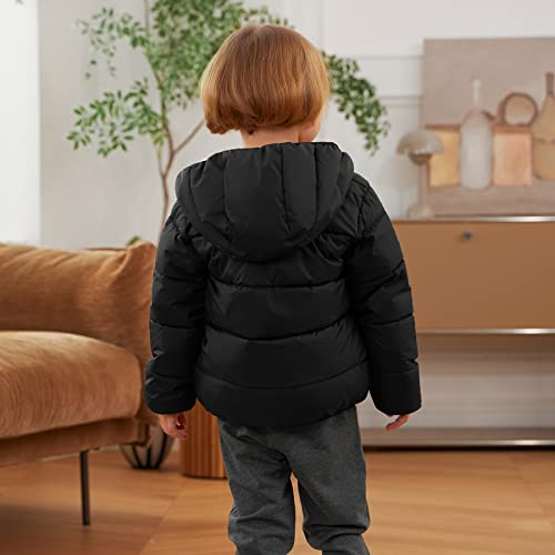 Black Winter Fleece Hooded Jacket for Baby Boys Girls