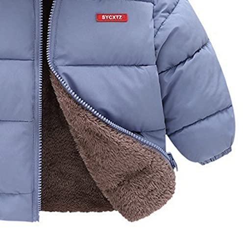 Naiyafly Kids Bear Ear Hooded Winter Coat (Blue)