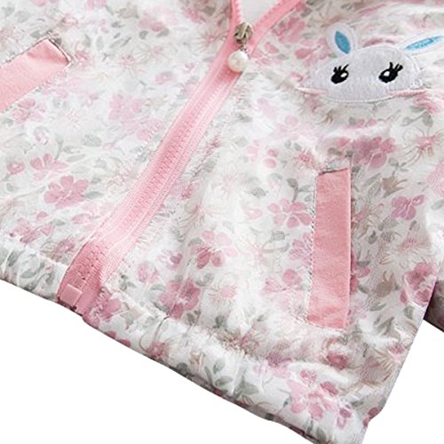 Bebone Girls Floral Hooded Jacket (Pink, 6-12 Months)