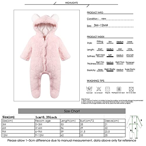 Queen.Y Newborn Baby Cute Ear Hooded Jumpsuit/Pink