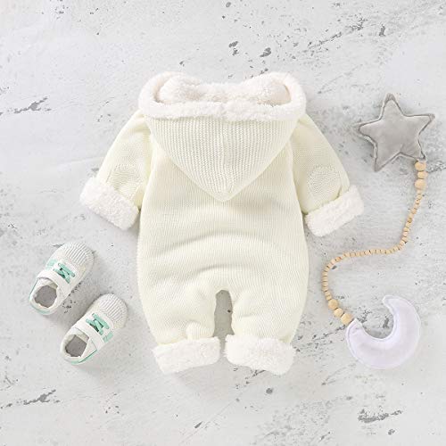 Haokaini Baby Hooded Knitted Romper Snowsuit Jumpsuit