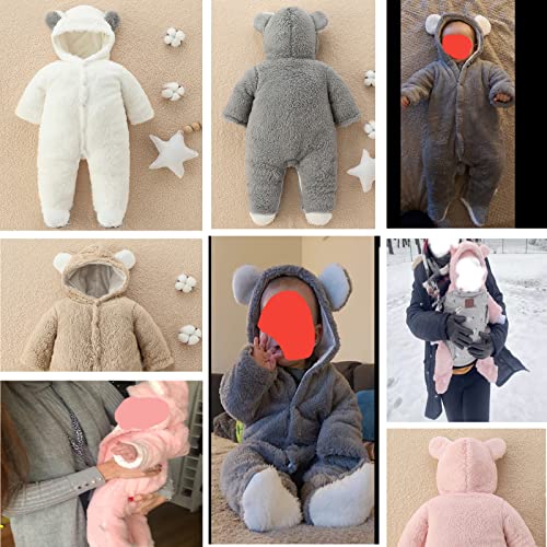 Queen.Y Newborn Baby Cute Ear Hooded Jumpsuit/Pink