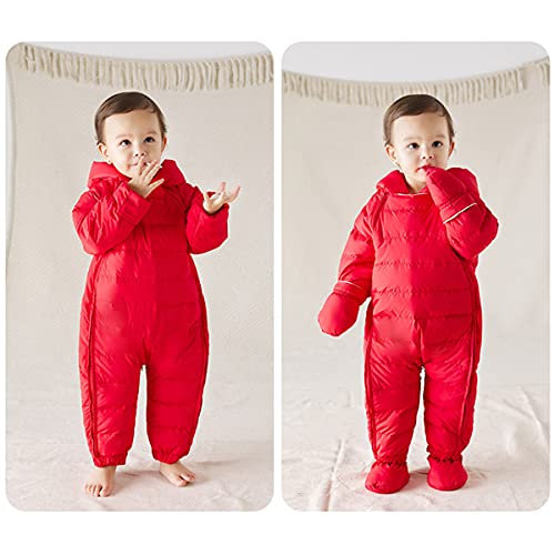 Red Hooded Puffer Snowsuit for Baby (6-9 Months)