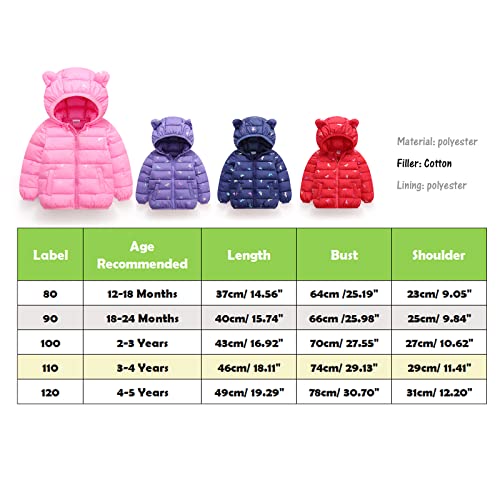 Kids Hooded Puffer Jacket, Waterproof Lightweight Outwear Boys/Girls