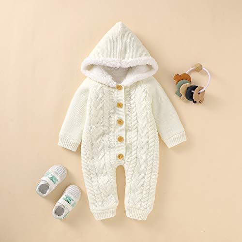Haokaini Baby Hooded Knitted Romper Snowsuit Jumpsuit