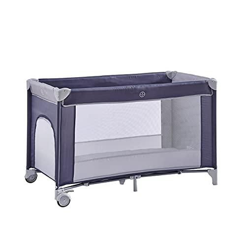 Portable Baby Playpen with Entryway, Grey/White (Without Changing Table)