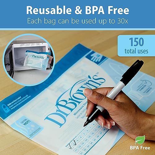Dr. Brown's Steriliser Bags: Microwave, Travel, Reusable, 5-ct