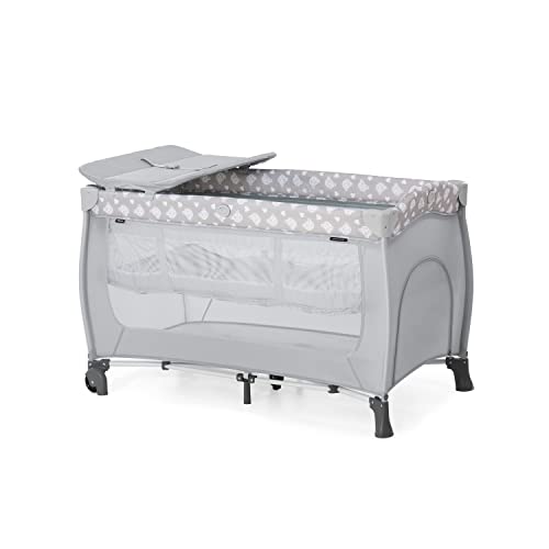 Hauck Teddy Grey Travel Cot for Babys and Toddlers