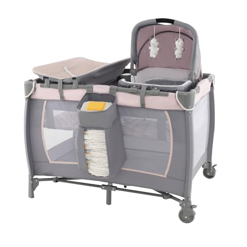 Maxmass Baby Travel Cot, Portable 5-in-1 Nursery Center
