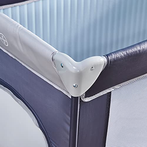 Portable Baby Playpen with Entryway, Grey/White (Without Changing Table)