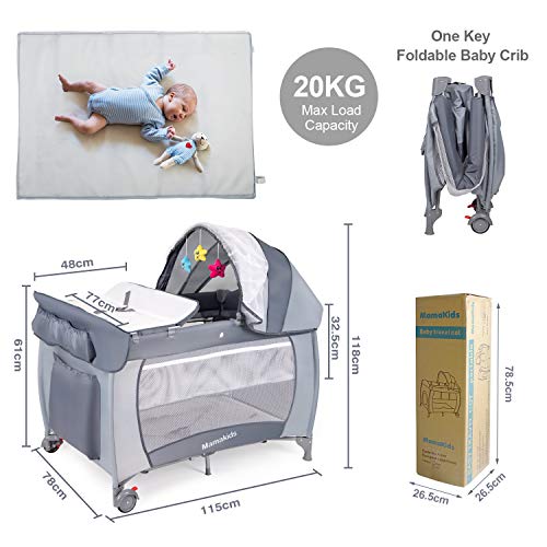 2-in-1 Travel Cot with Changing Table and Toys