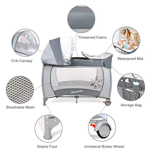 2-in-1 Travel Cot with Changing Table and Toys