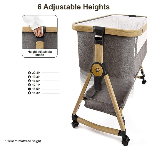 Maydolly Baby Crib - Co-Sleeping, Travel Cot, 6-Level Adjustable
