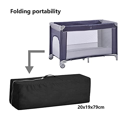 Portable Baby Playpen with Entryway, Grey/White (Without Changing Table)