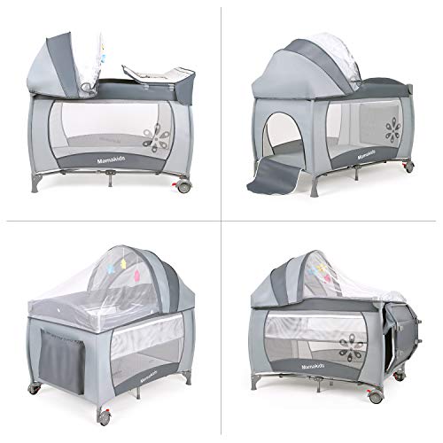 2-in-1 Travel Cot with Changing Table and Toys