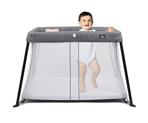 Lightweight Travel Cot - Grey Mélange by Babylo