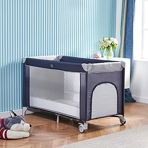 Portable Folding Baby Crib Playpen 125x66cm, Travel Bed