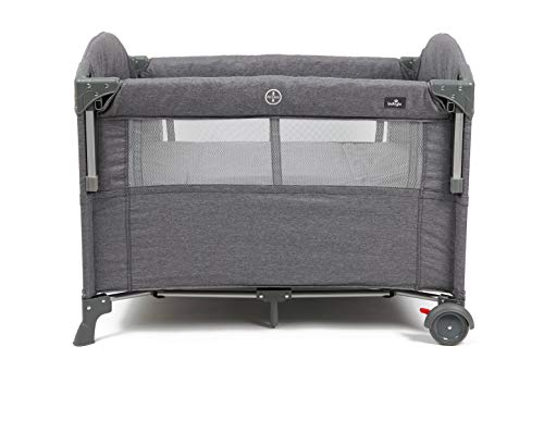 Babylo Deluxe Co-Sleeper Travel Cot, Grey Mélange